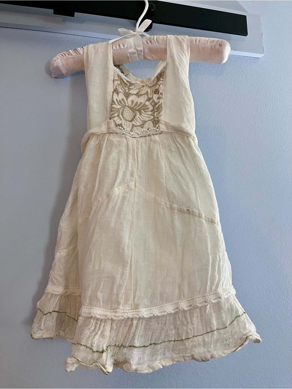 Cream Embroidered Lace Girls' Sundress